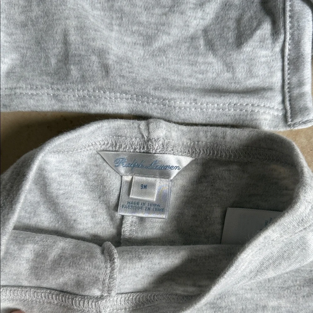EUC Ralph Lauren Cozy Gray Two Piece Baby Set Size 9M